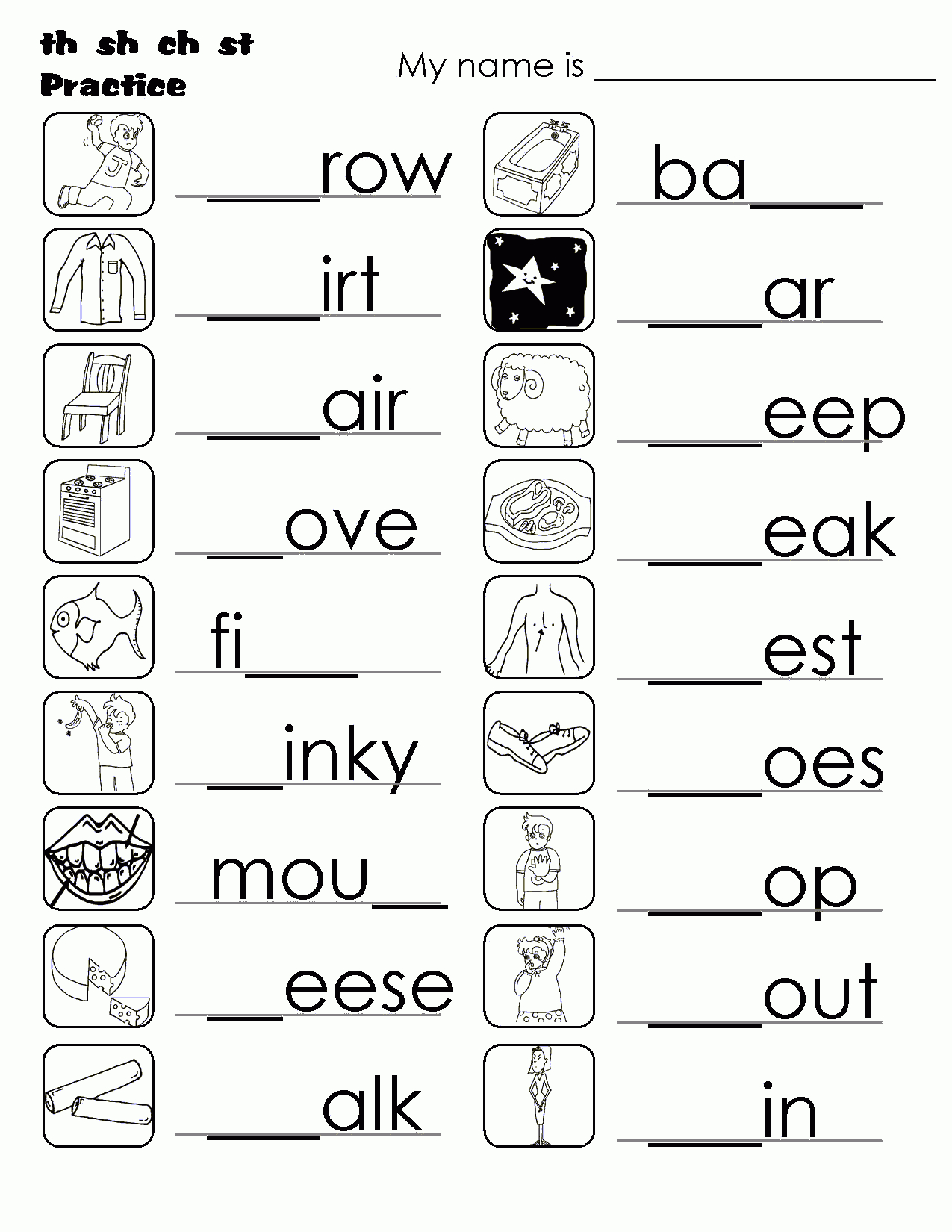 Sh And Ch Sound Worksheets