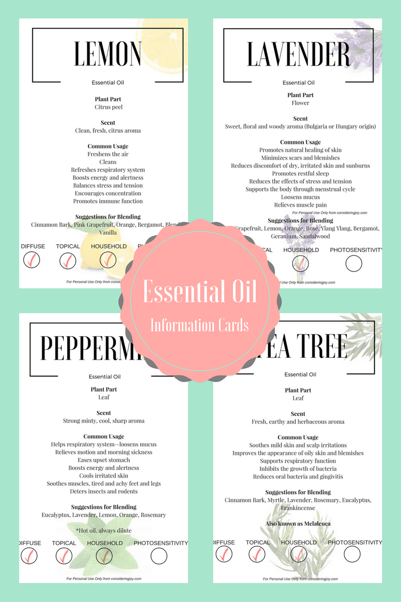 Essential Oil Education- Free Printable! | Blog Love | Essential - Free Printable Doterra Sample Cards