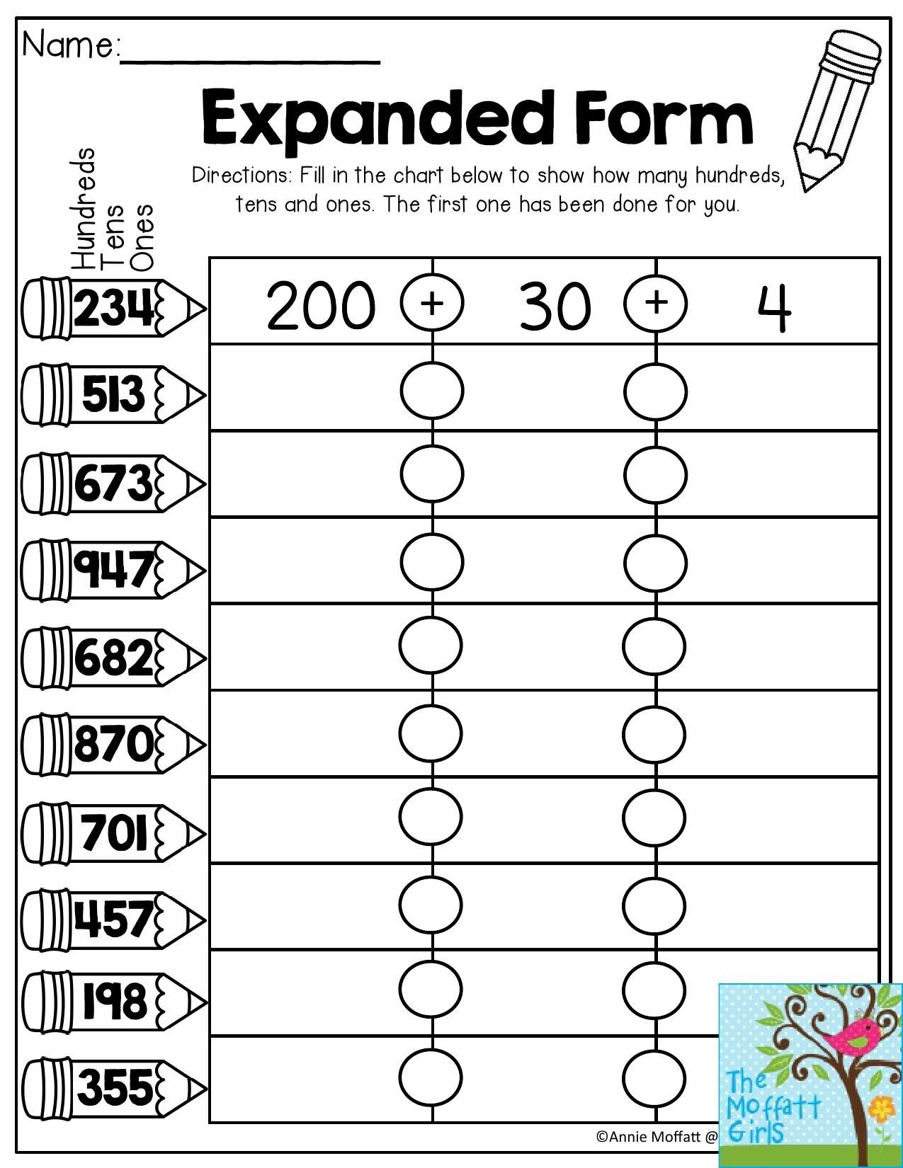 3 Digit Expanded Form Subtraction A Free Printable Expanded Notation Worksheets Free Printable