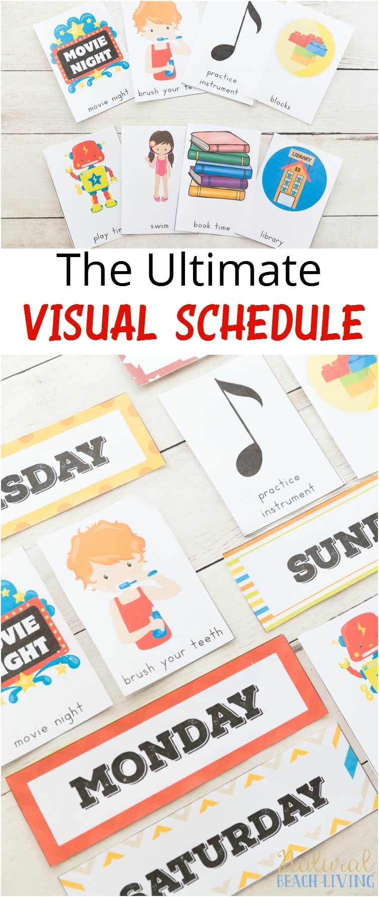 Extra Daily Visual Schedule Cards Free Printables - Natural Beach Living - Free Printable Schedule Cards