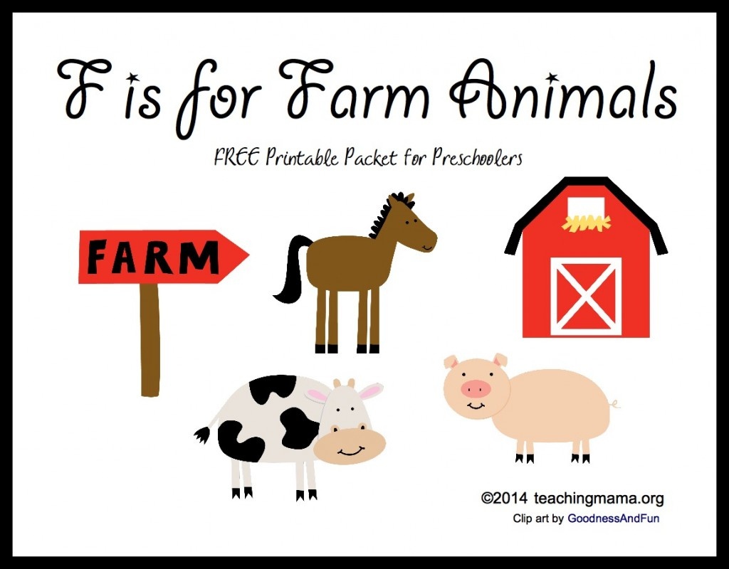 F Is For Farm Animals -- Letter F Printables - Free Printable Farm Animal Pictures