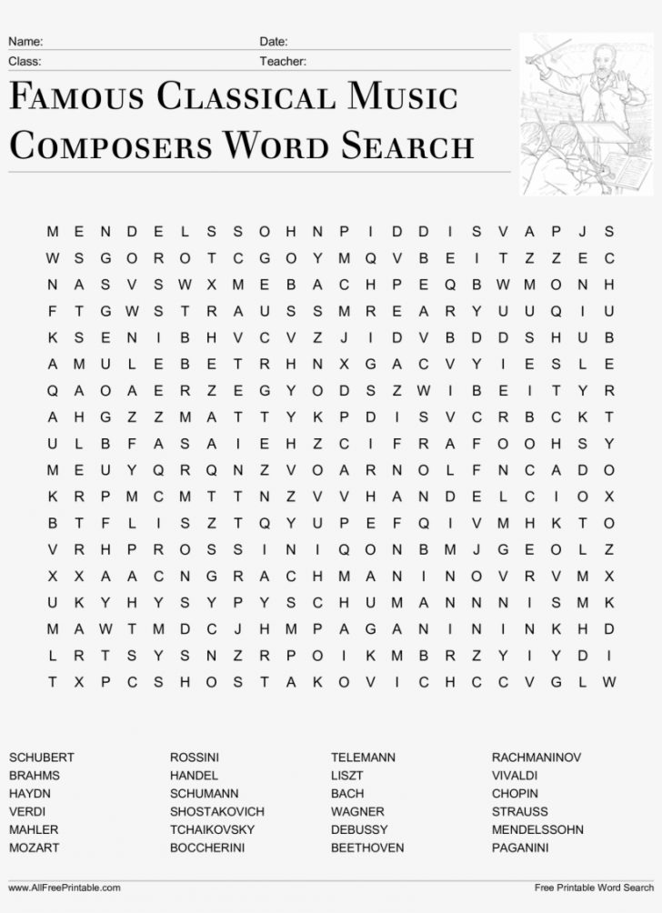 Famous Classical Music Composers Word Search Main Image Transparent