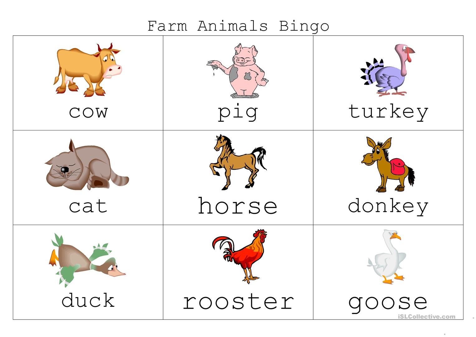 Farm Animal Bingo Worksheet - Free Esl Printable Worksheets Made - Free Printable Farm Animals