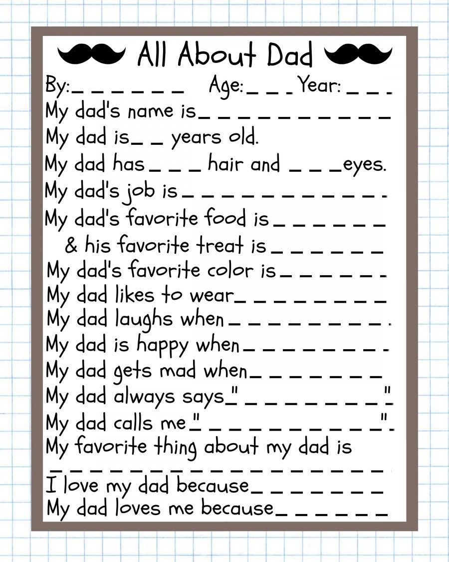 Father&amp;#039;s Day Questionnaire (Free Printable) | Momista Beginnings - Free Printable Dad Questionnaire