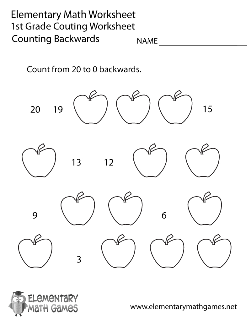 First Grade Counting Backwards Worksheet Printable | Math | 1St - Free Printable First Grade Math Worksheets