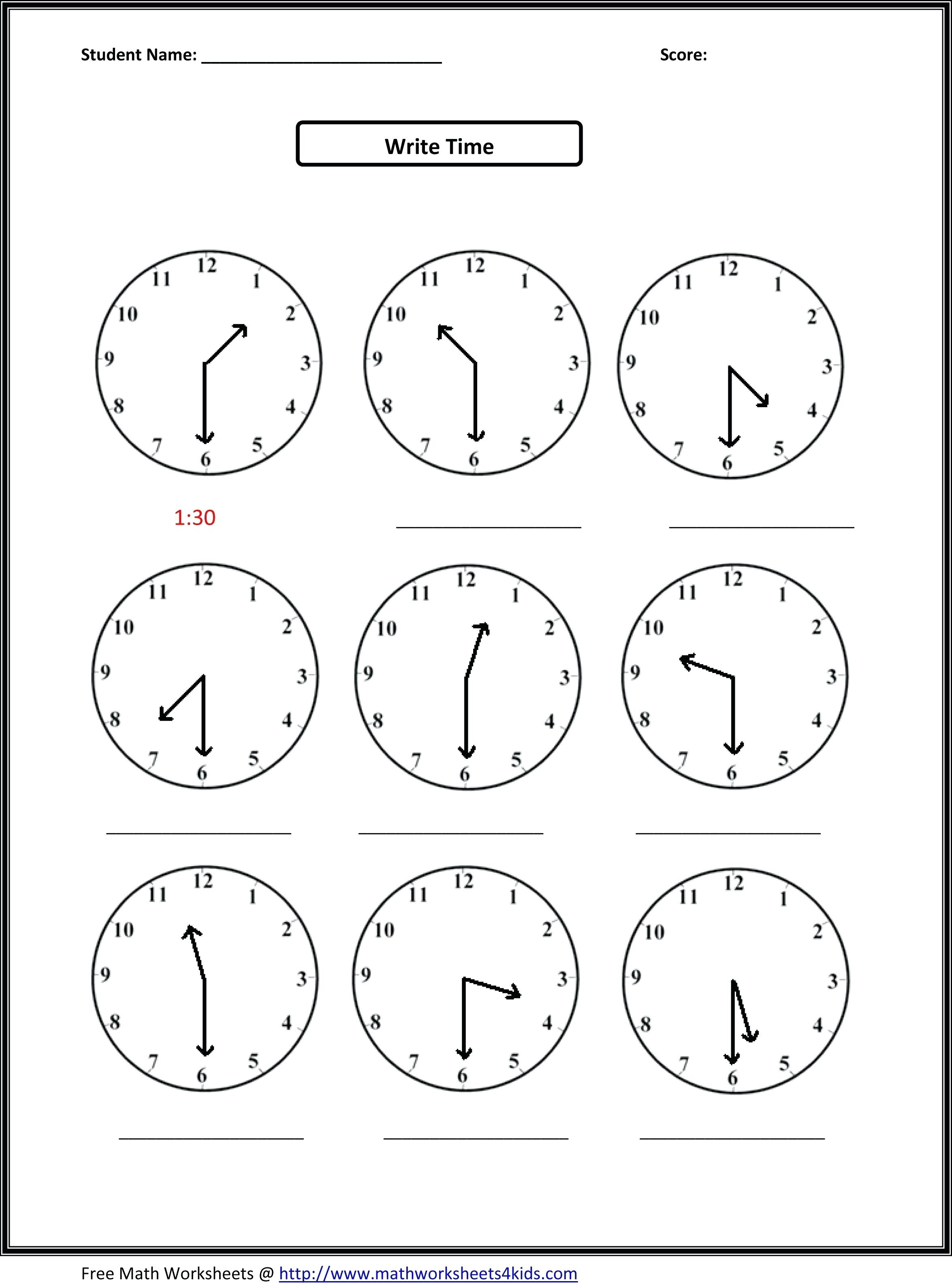 First Grade Telling Time