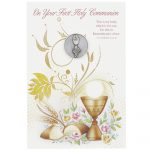 First Holy Communion Greeting Card With Token | The Catholic Company   First Holy Communion Cards Printable Free