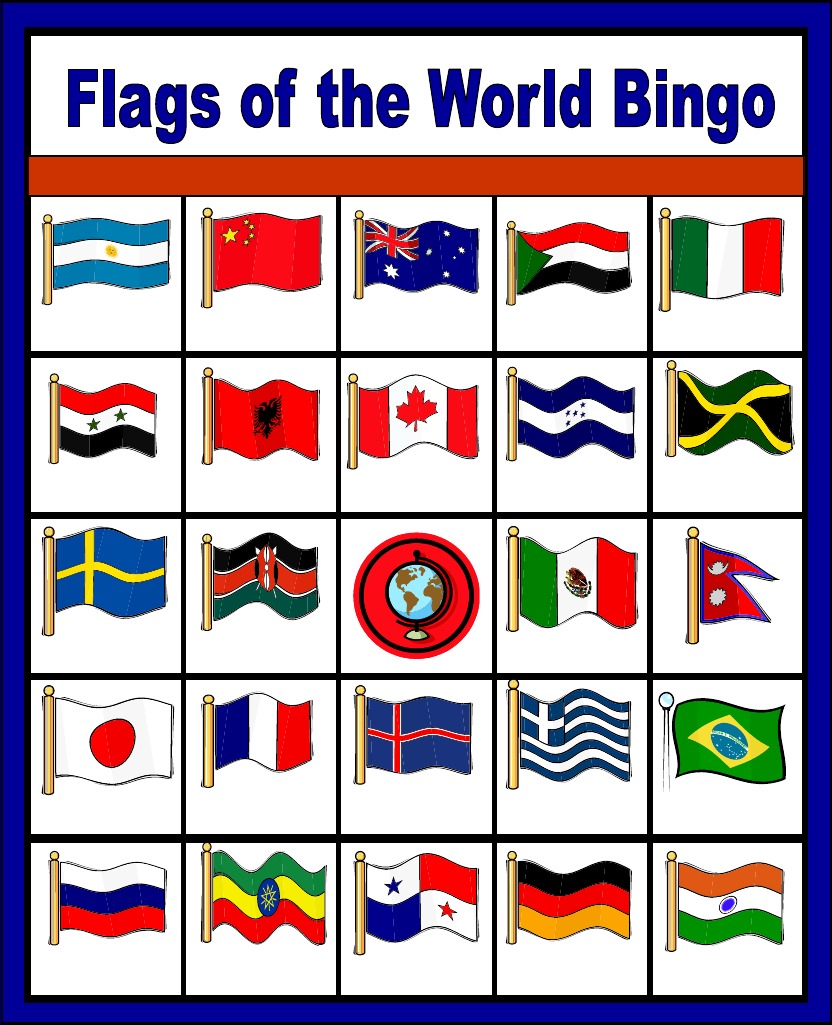 Flags Of The World Bingo - Free Printable (Only Enough For 6 Players - Free Printable Pictures Of Flags Of The World