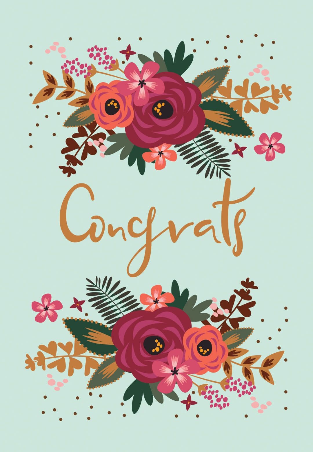 Floral Congrats - Free Printable Wedding Congratulations Card - Free Printable Congratulations Cards