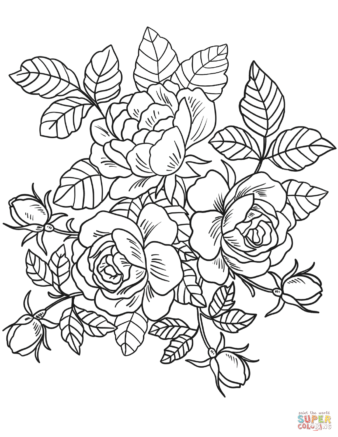 Flowers Coloring Pages Roses Flowers Coloring Page Free Printable - Free Printable Roses