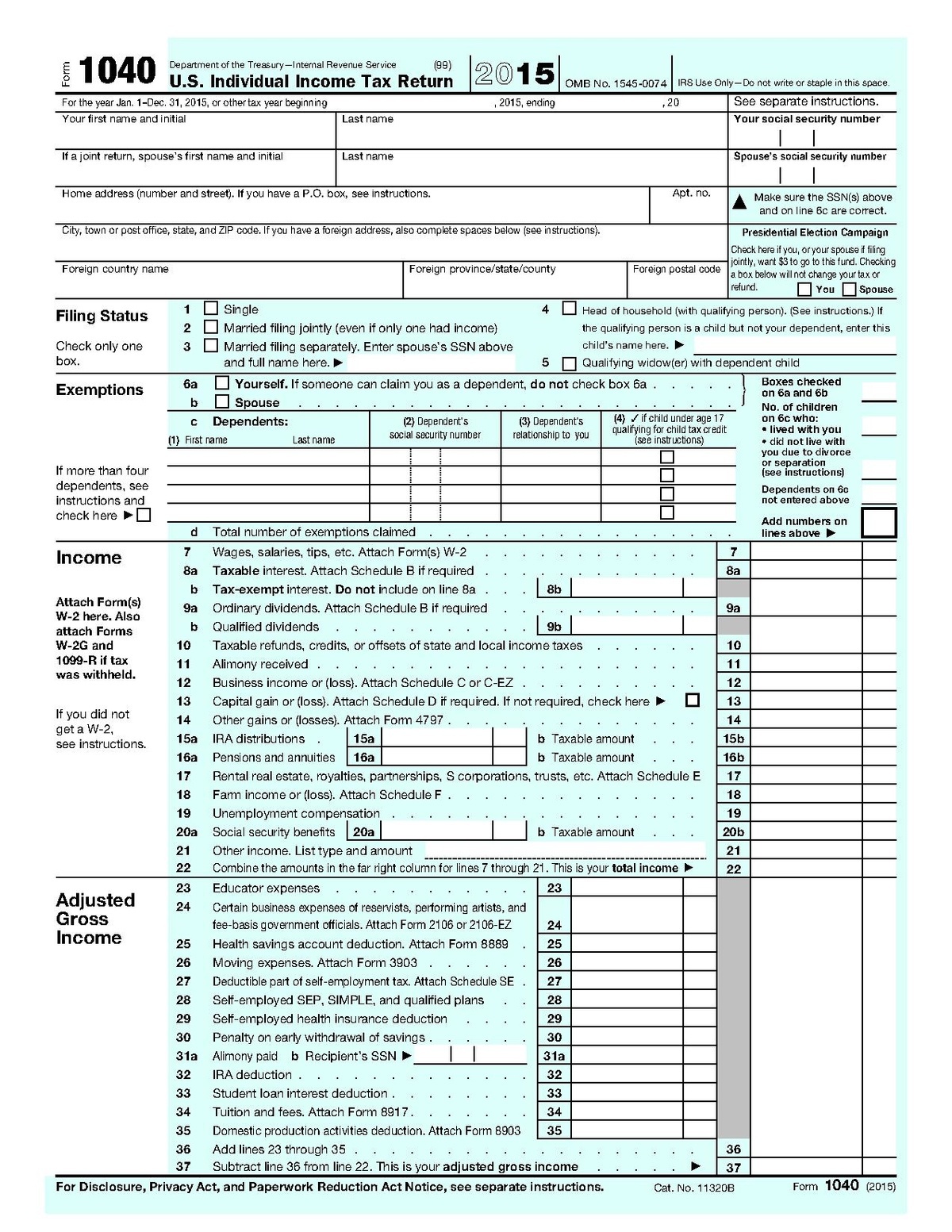 1040 2018 Internal Revenue Service Free Printable Irs 1040 Forms Free Printable