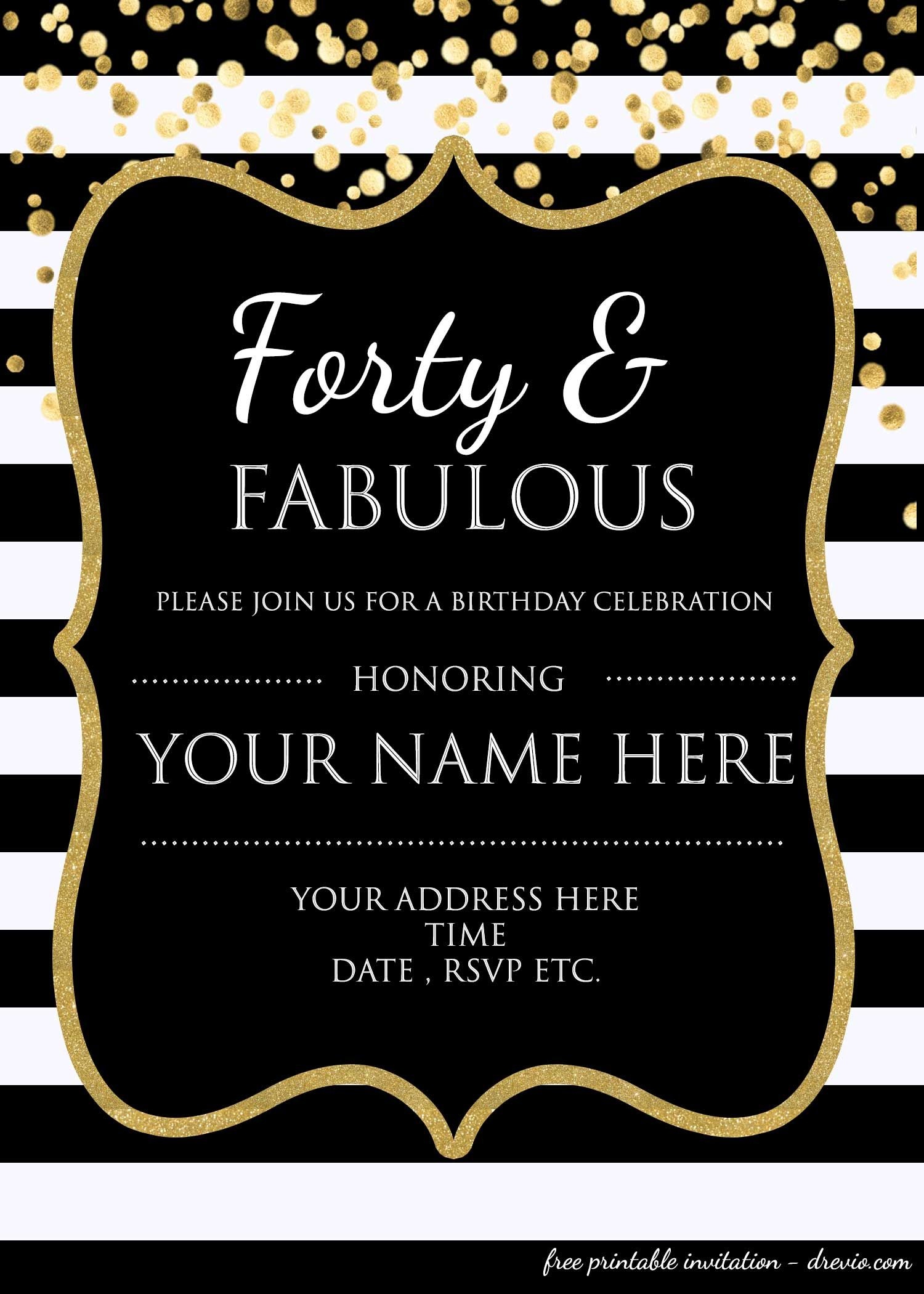 Forty &amp;amp; Fabulous : 40Th Birthday Invitation Template - Psd - Free Printable 40Th Anniversary Invitations