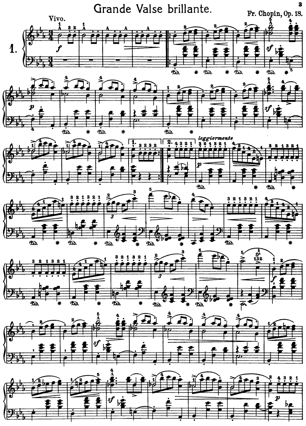Frederic Chopin Grand Waltz Op.18 Free Printable Sheet Music | Misc - Free Printable Sheet Music