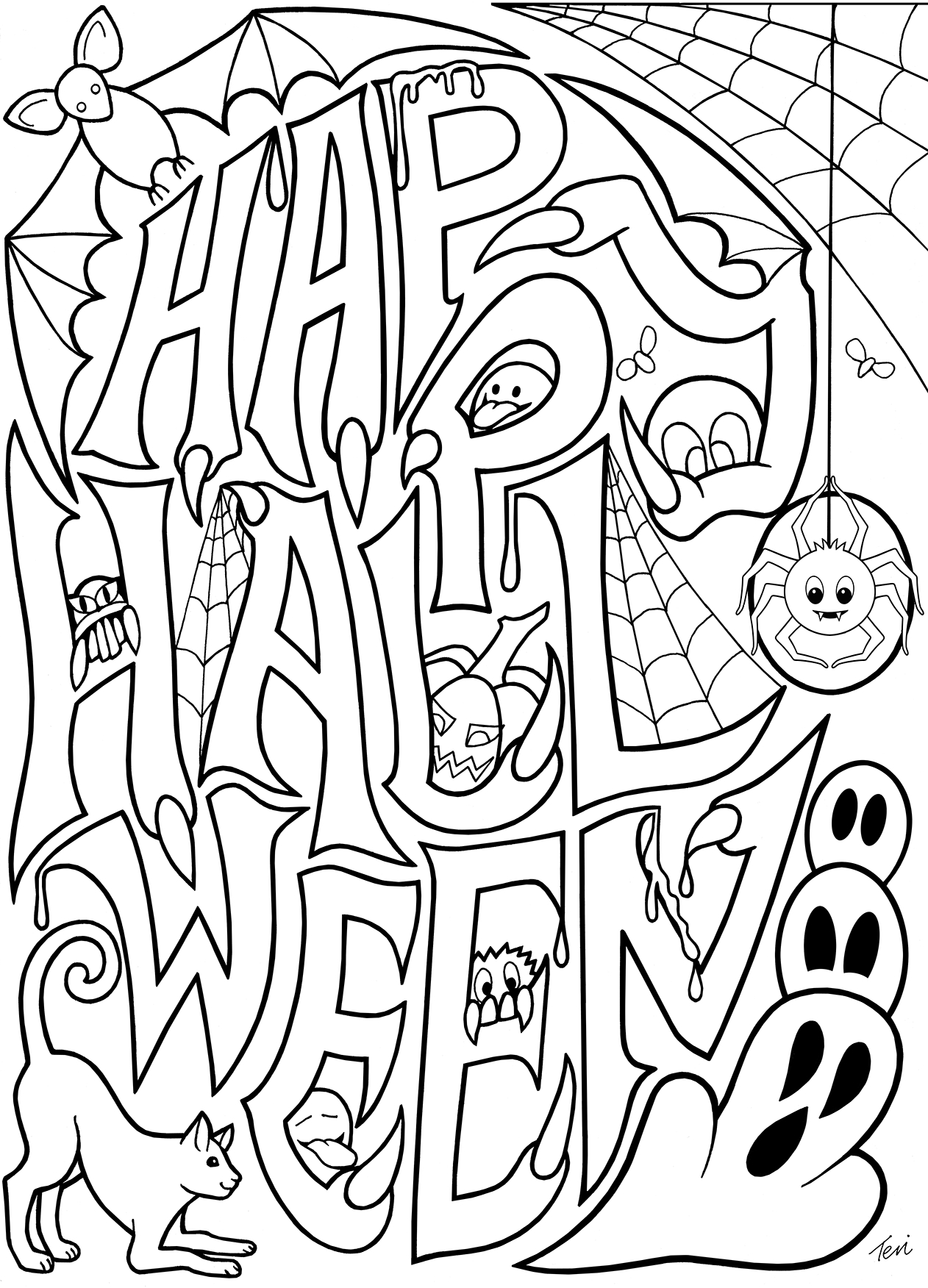 Free Adult Coloring Book Pages #happy #halloweenblue Star - Free Printable Halloween Coloring Pages