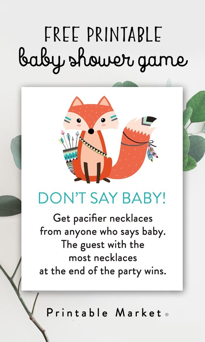 Free Baby Shower Game Woodland Fox - Don&amp;#039;t Say Baby - Instant - Pin The Dummy On The Baby Free Printable