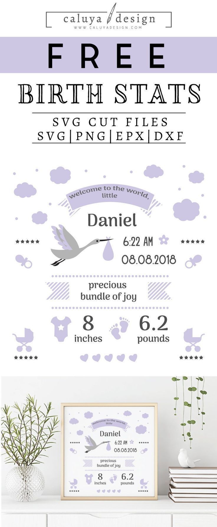 Free Birth Stats Board Svg, Png, Eps &amp; Dxf| Free Svg &amp; Png - Free Printable Baby Birth Announcement Cards