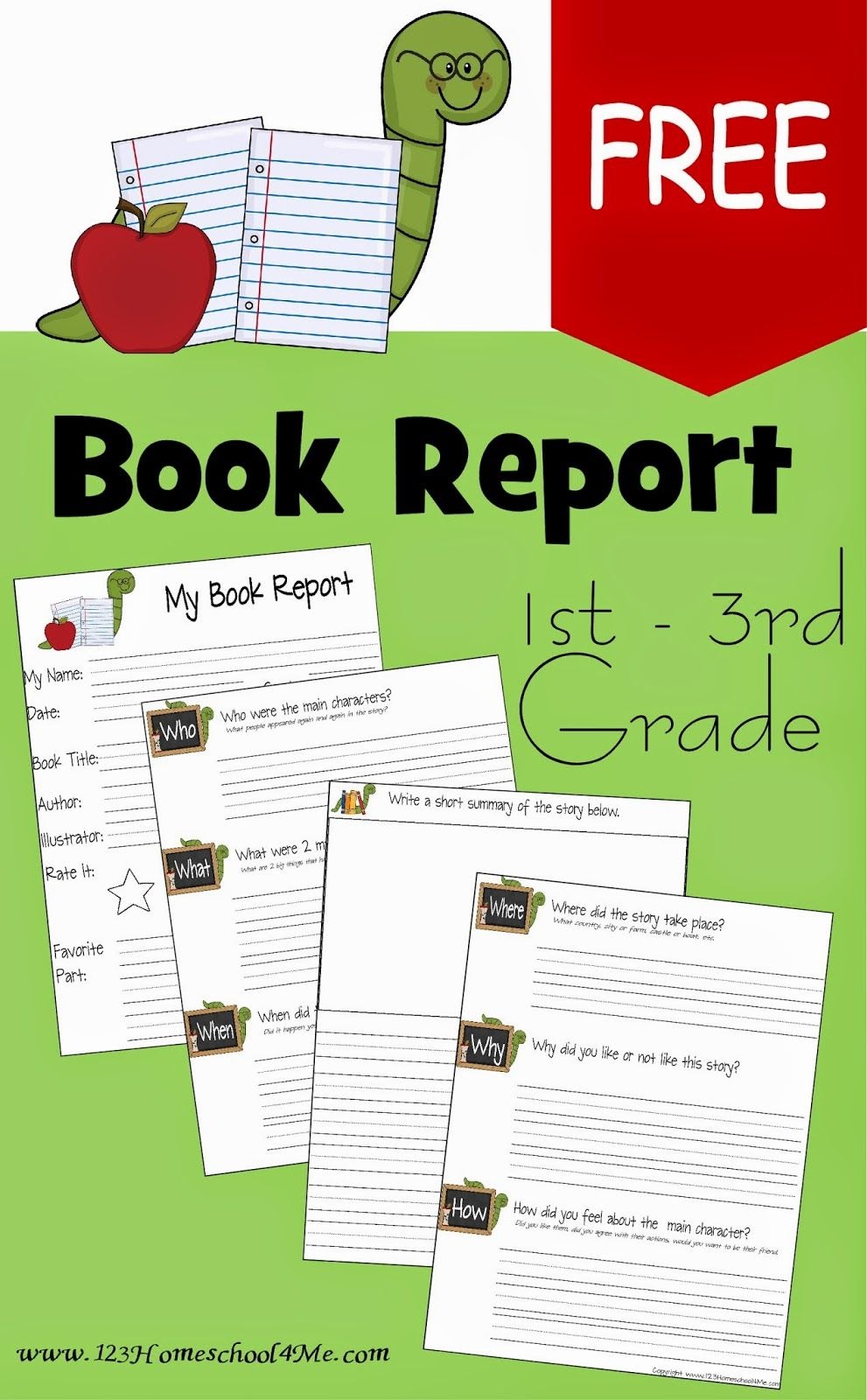 Free Book Report Template | School | 1St Grade Books, 3Rd Grade - Free Printable Book Report Forms For Second Grade