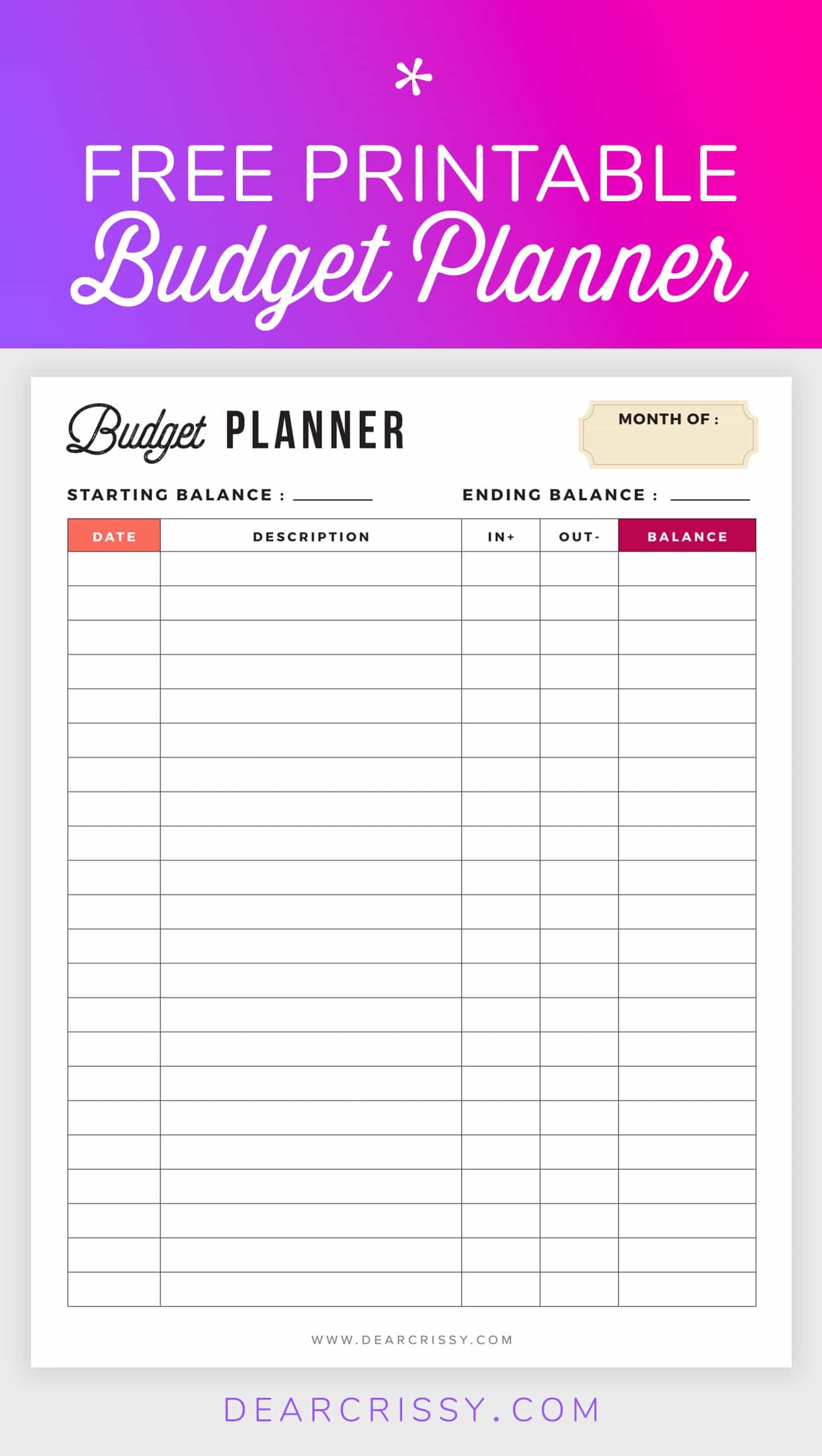 Free Budget Planner Printable - Printable Finance Planner - Free Printable Monthly Budget