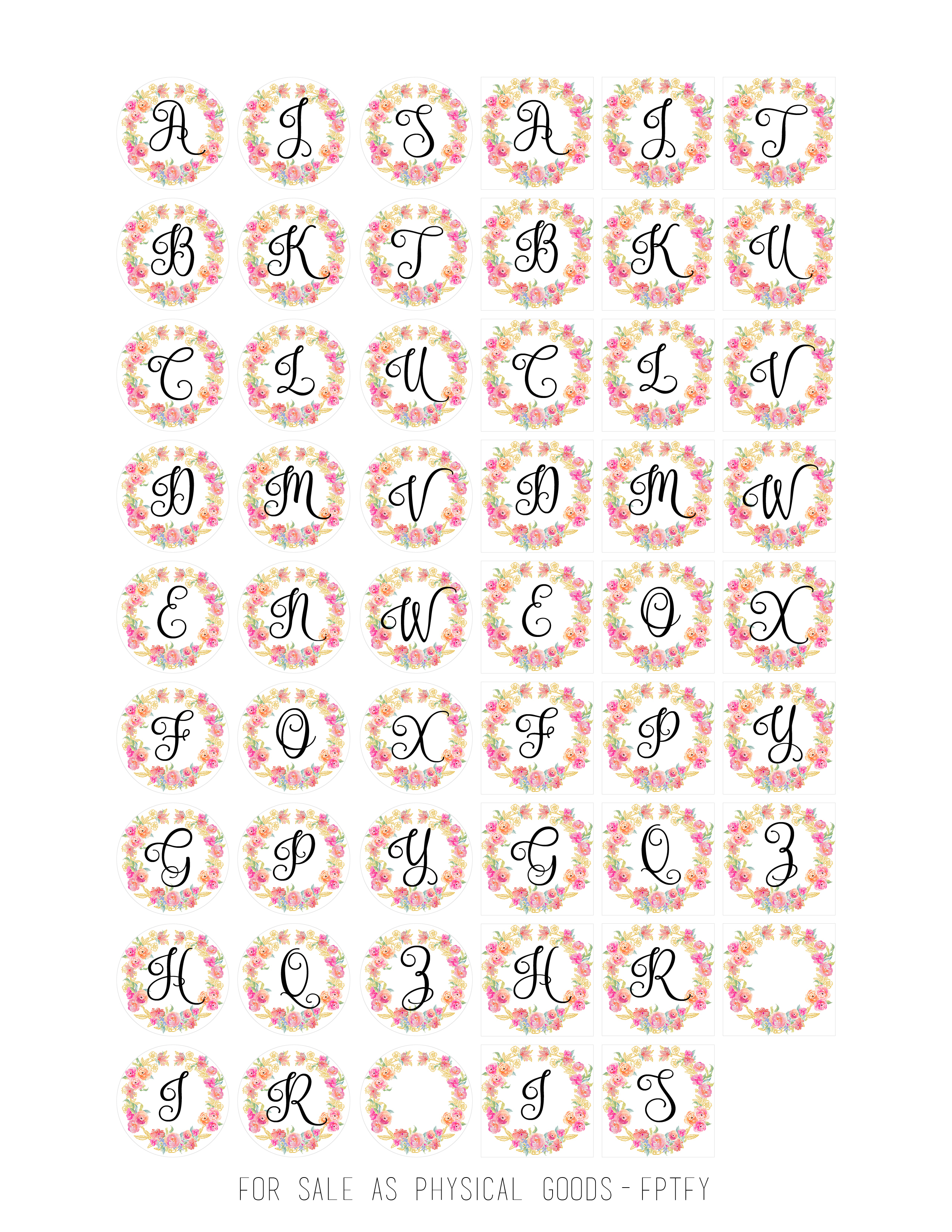 Free Cabochon Images-Initials - Free Pretty Things For You - Free Printable Cabochon Templates