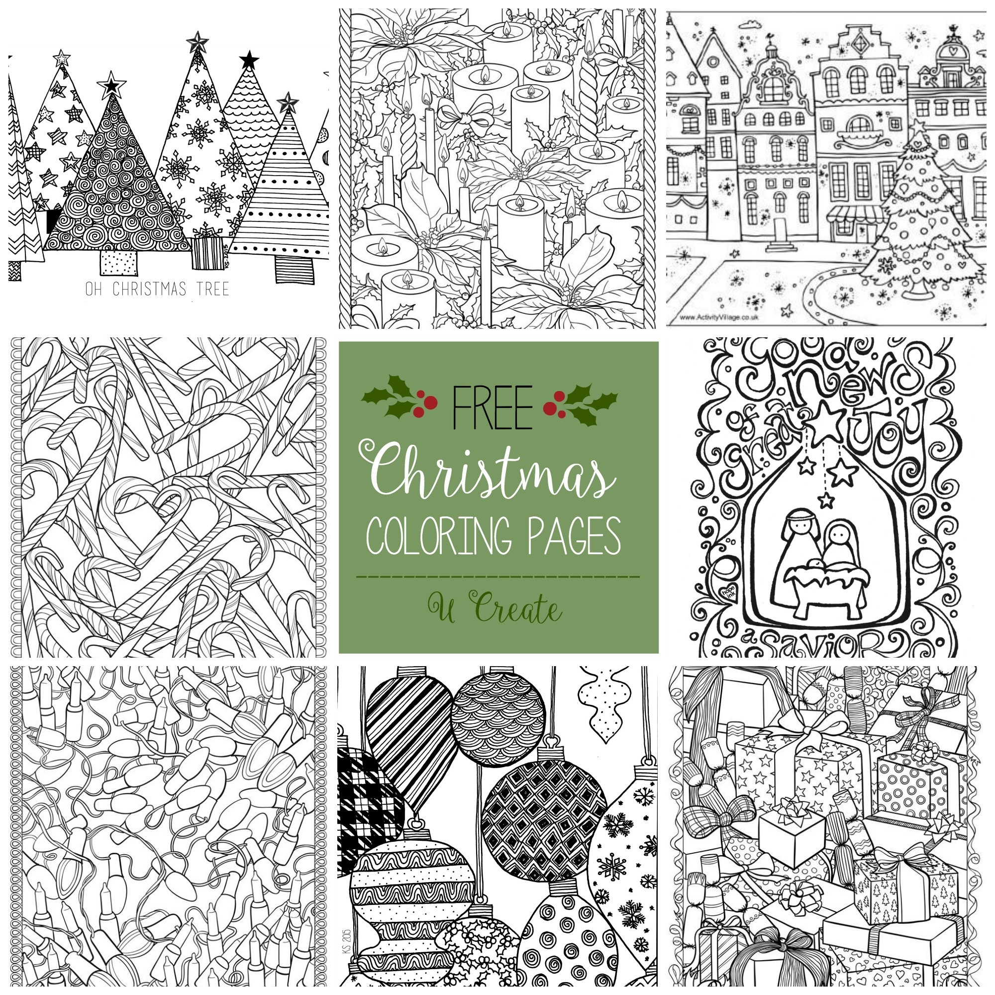 Free Christmas Adult Coloring Pages - U Create - Free Printable Christmas Coloring Pages