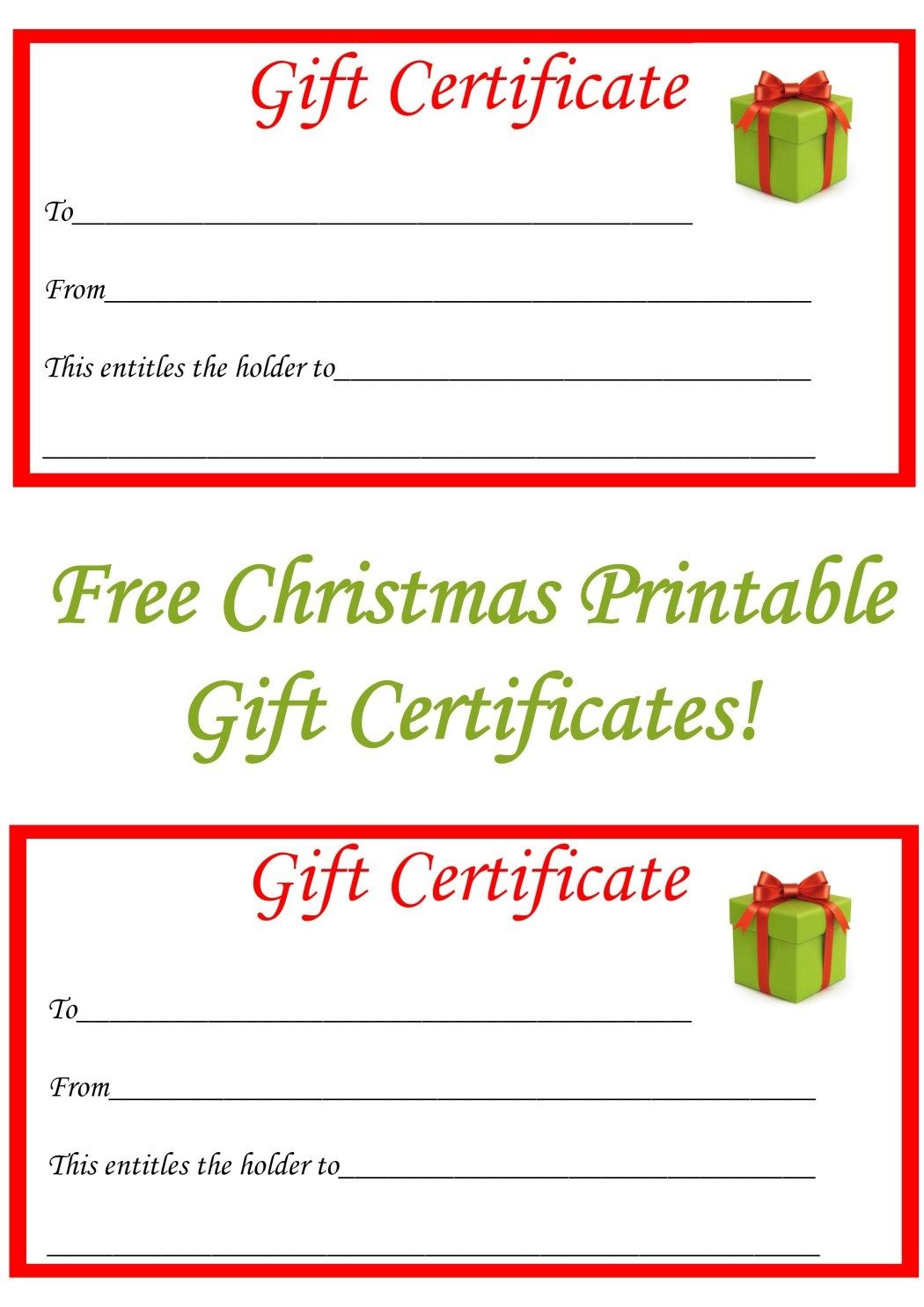 Free Christmas Printable Gift Certificates | Gift Ideas | Christmas - Free Printable Xmas Gift Certificates