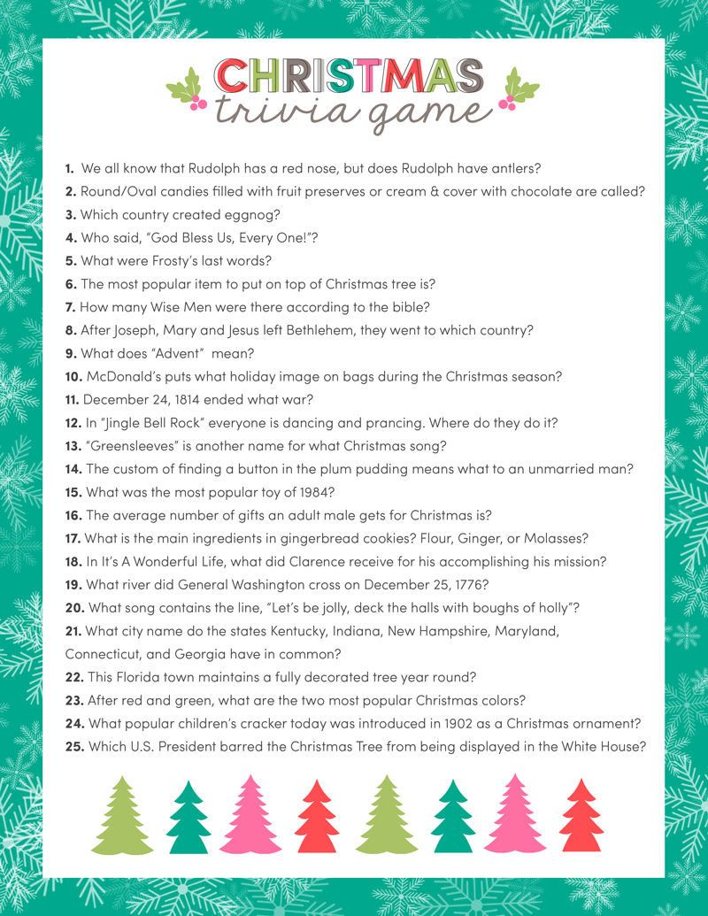 Free Christmas Trivia Game | Lil&amp;#039; Luna - Free Printable Trivia Questions For Seniors