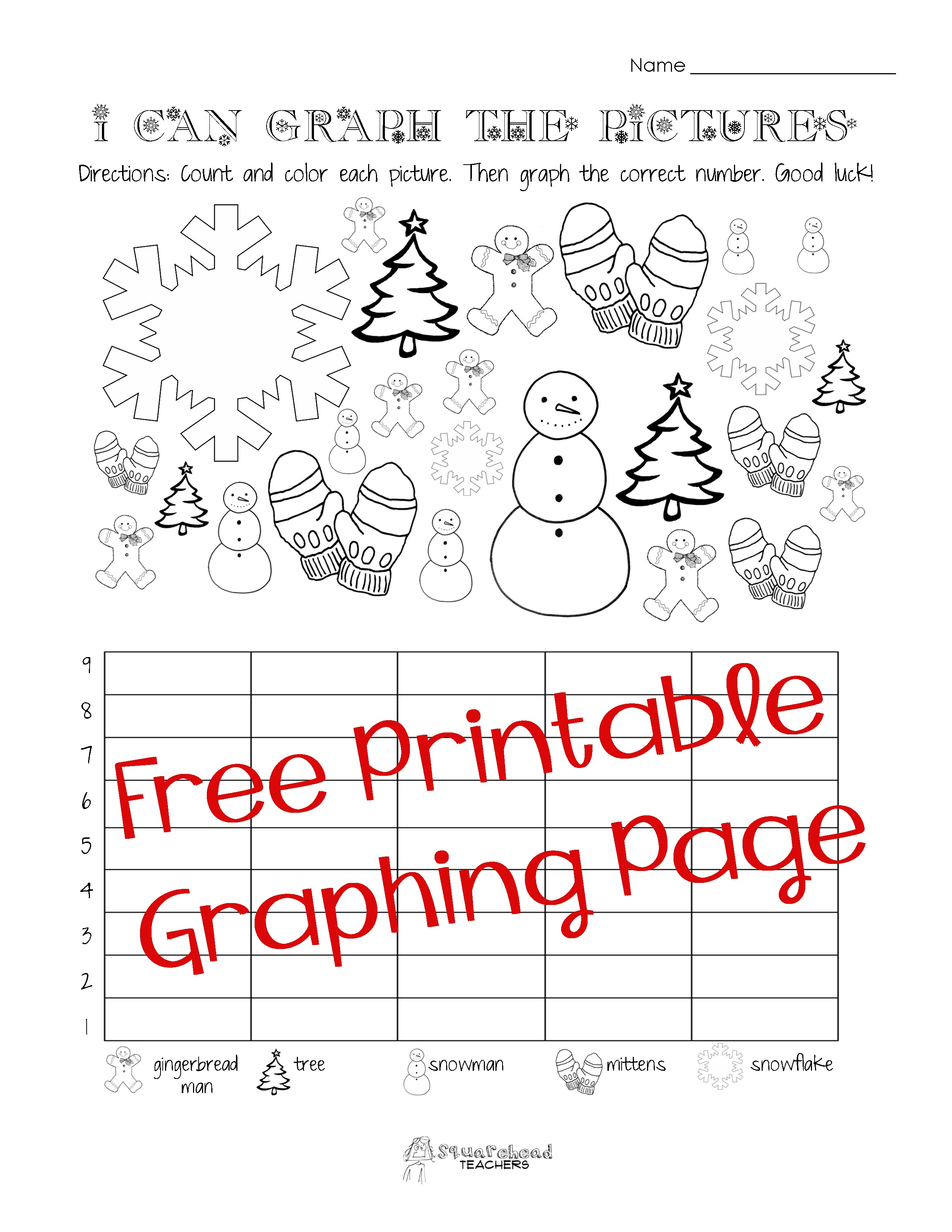 Free Christmas/winter Graphing Worksheet (Kindergarten, First Grade - Free Printable Worksheets For 1St Grade Language Arts