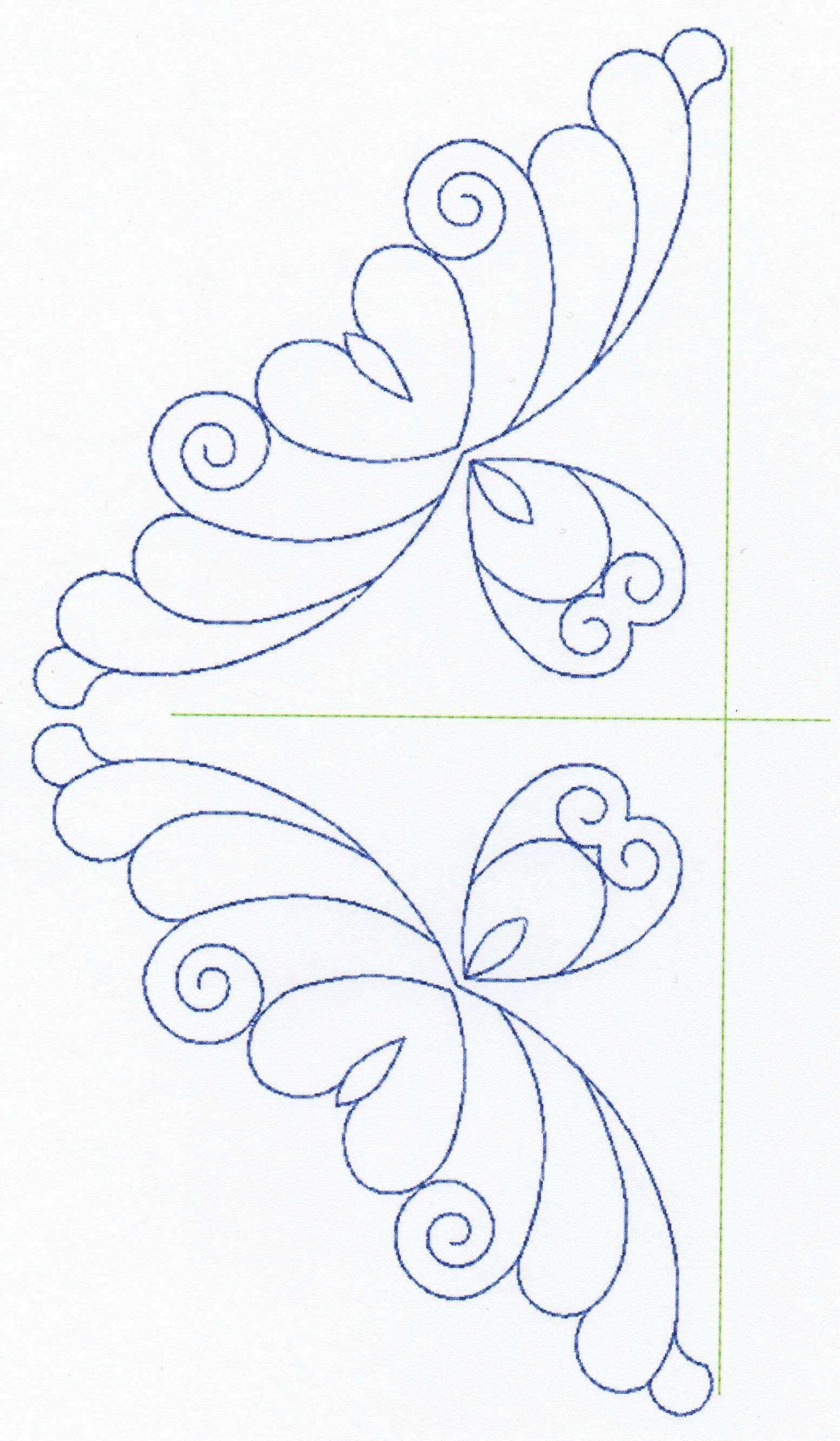 Free Continuous Machine Quilting Designs | Feather Quilting Design - Free Printable Pantograph Patterns