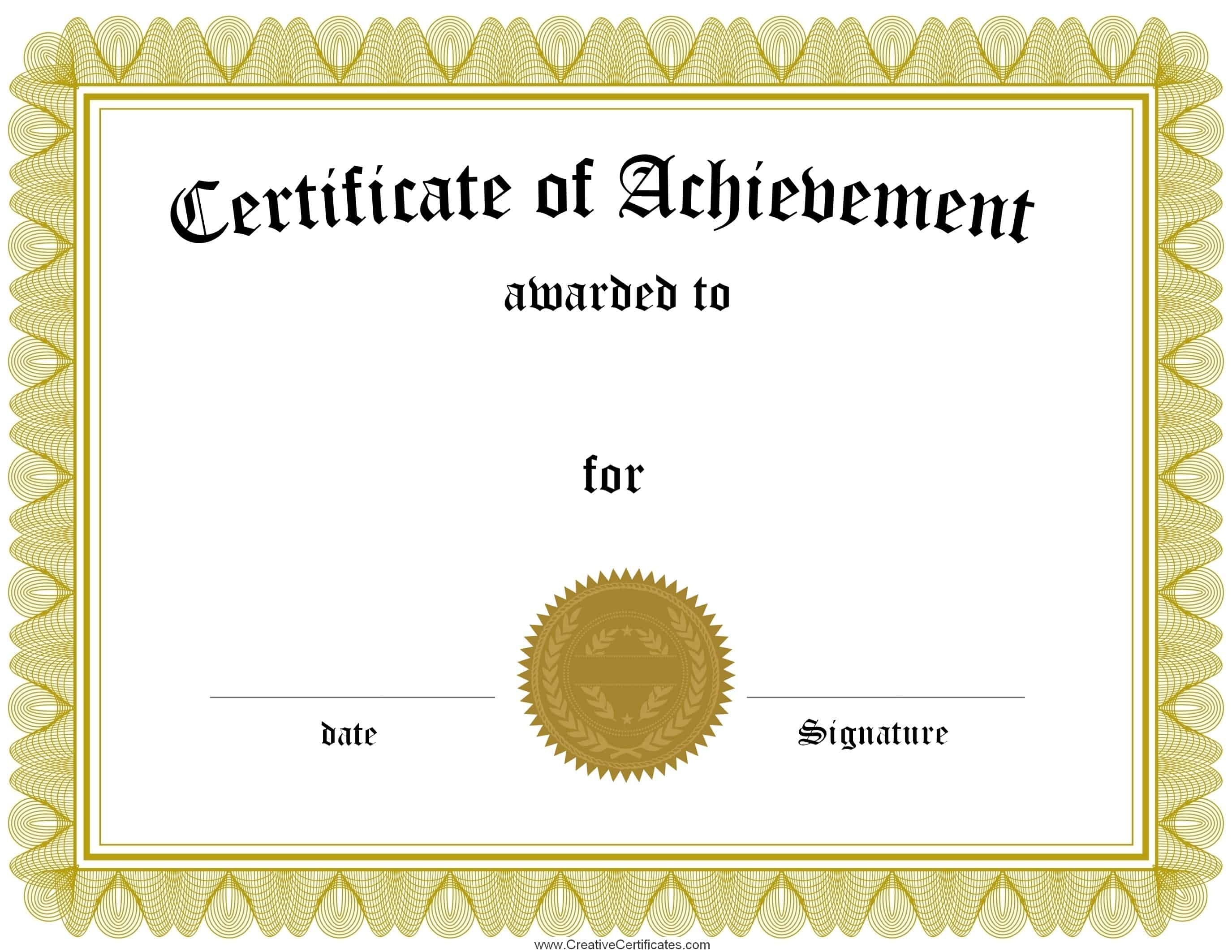 Certificate Of Achievement Pdf Samples Free Printable Certificates Of 