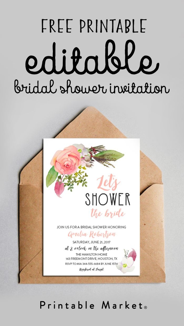 Free Editable Bridal Shower Invitation Watercolor Flowers Pdf - Free Printable Bridal Shower Invitations