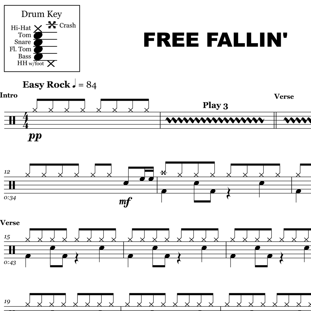 Free Fallin&amp;#039; – Tom Petty – Drum Sheet Music – Onlinedrummer - Free Printable Drum Sheet Music