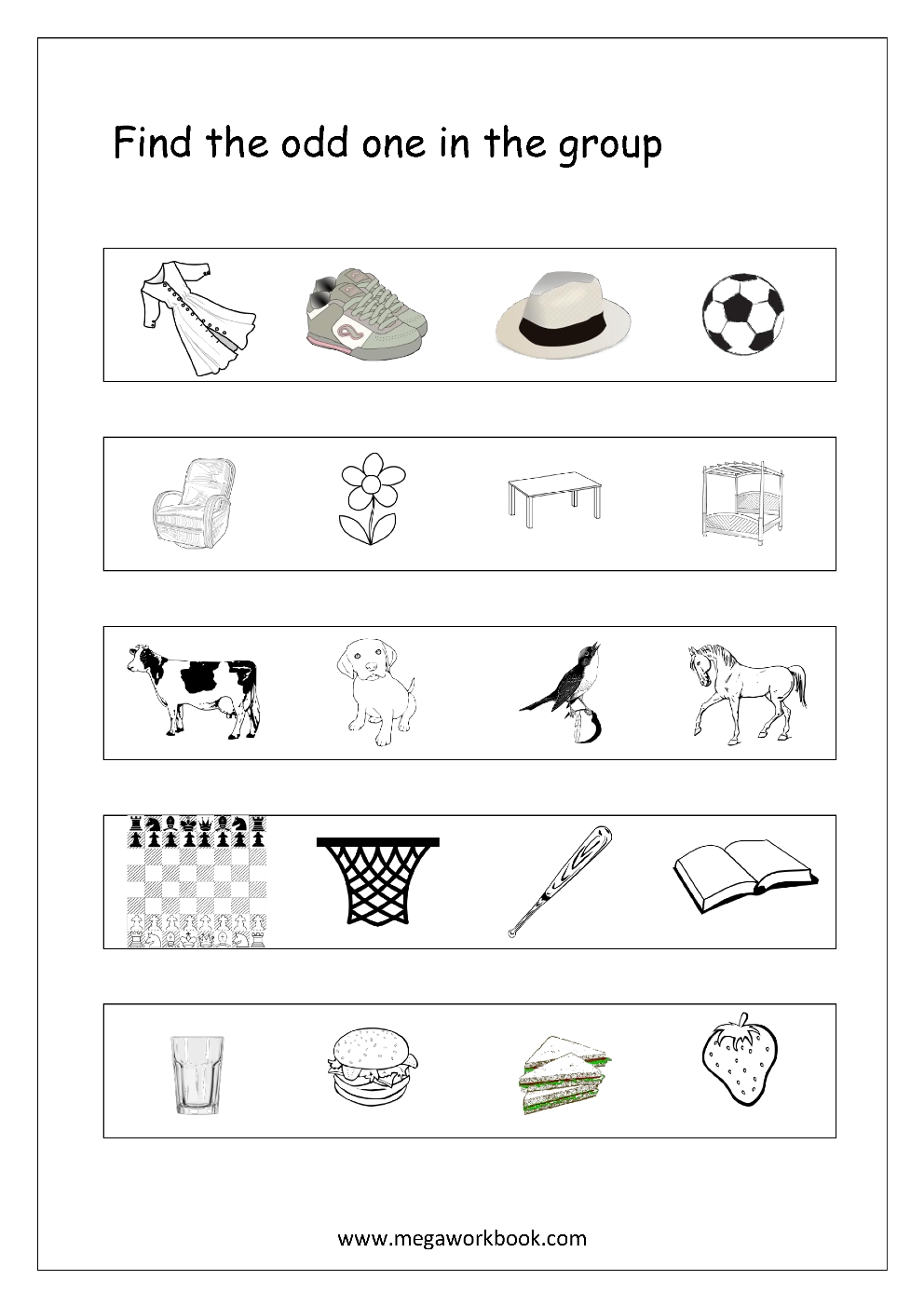 Free General Aptitude Worksheets - Odd One Out - Megaworkbook - Free Printable Worksheets For Kids Science