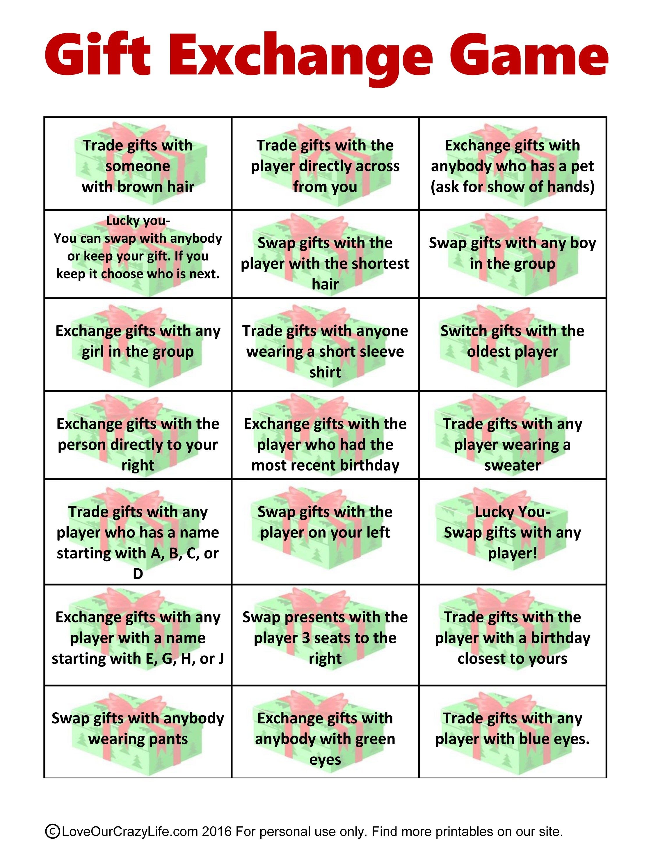 Free Gift Exchange Game Printable | Holiday Games | Christmas Gift - Free Holiday Games Printable