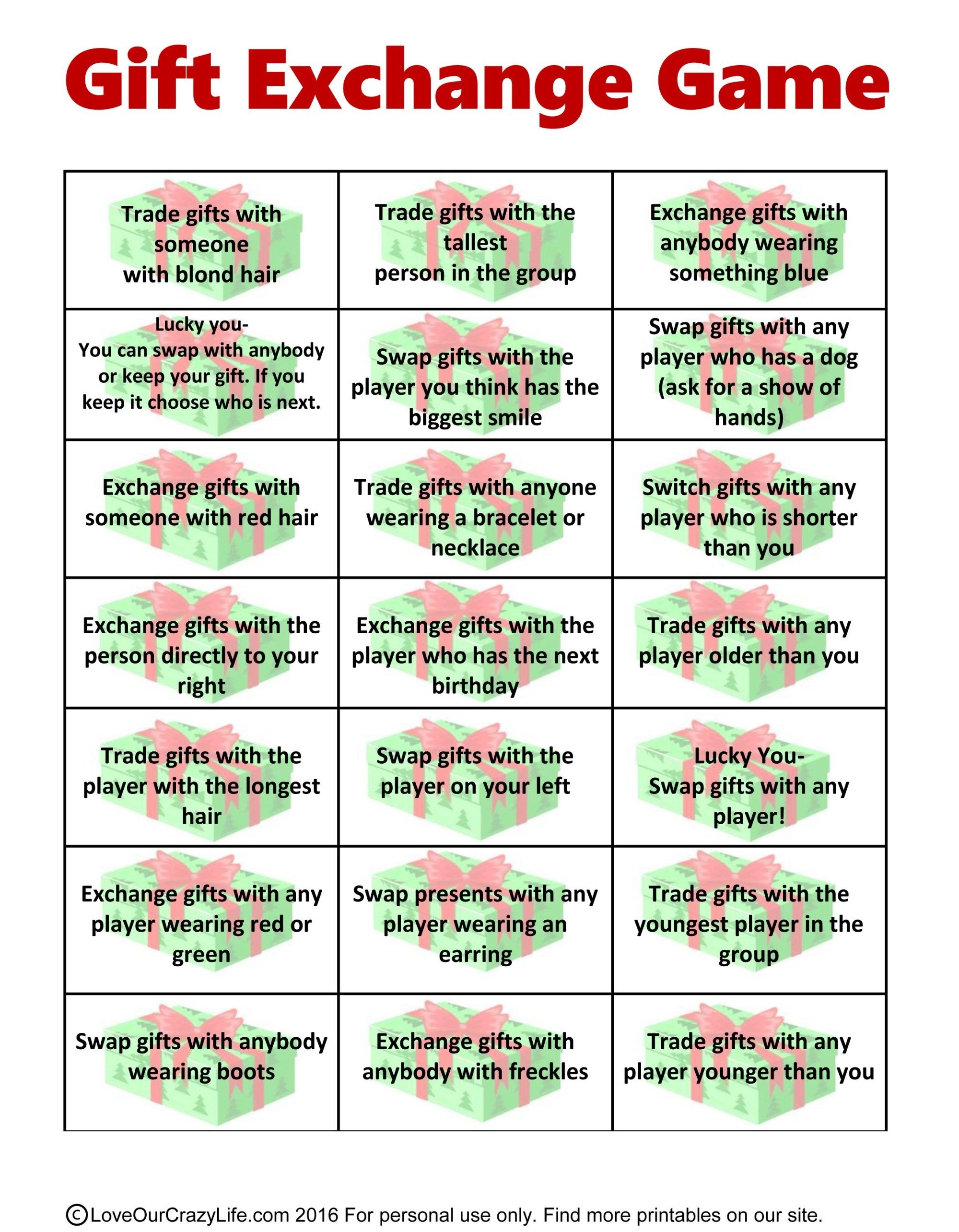 Free Gift Exchange Game Printable | Party Ideas | Christmas Games - Free Holiday Games Printable
