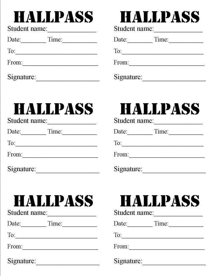 Free Printable Hall Pass Template