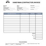 Free Handyman (Contractor) Invoice Template   Word | Pdf | Eforms   Free Printable Handyman Contracts