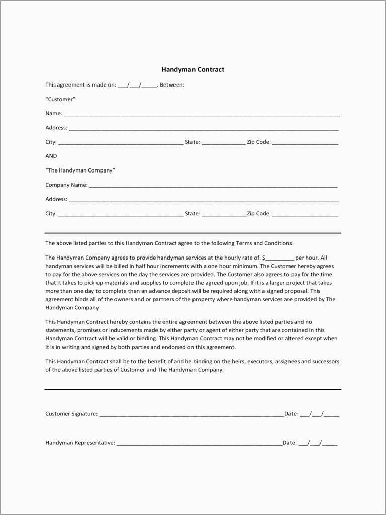 Free Handyman Proposal Templates Unique Handyman Contract Templates - Free Printable Handyman Contracts