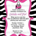 Free Invitations To Print |  Birthday Invitation   Glamour Girl   Free Printable Zebra Print Birthday Invitations