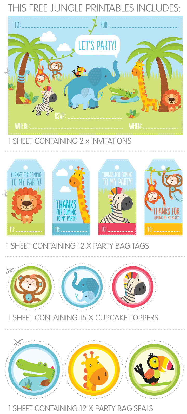 Free Jungle Party Invitation Printables | Give-Aways | Jungle Party - Jungle Theme Birthday Invitations Free Printable