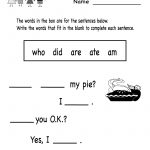 Free Kindergarten English Worksheet Printable | Children Education   Free Printable Homework Worksheets