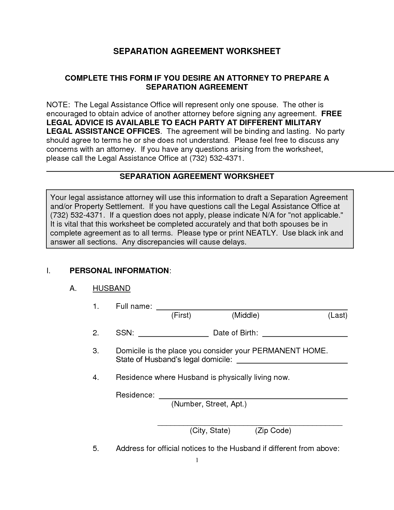 Free Legal Separation Agreement Form Nc Nc Office Of The State - Free Printable Divorce Papers For North Carolina