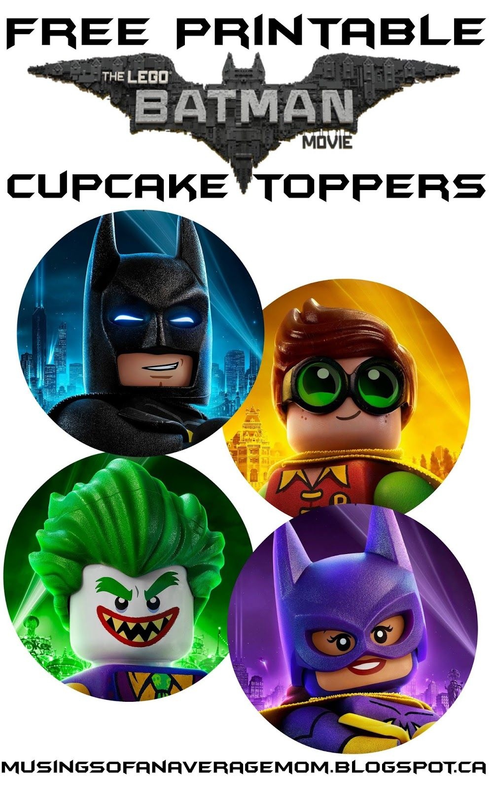Free Lego Batman Cupcake Toppers | Daniel Bday Theme Ideas | Lego - Batman Cupcake Toppers Free Printable