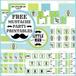Free Little Man Mustache Bash Party Printables From Printabelle   Free Printable Mustache Invitations