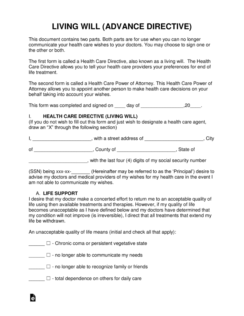 50 Free Living Will Templates Forms All States Template Lab 