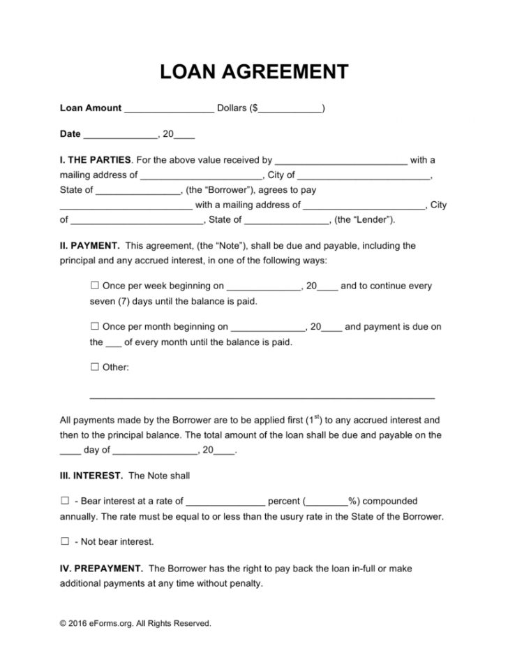Free Printable Loan Forms