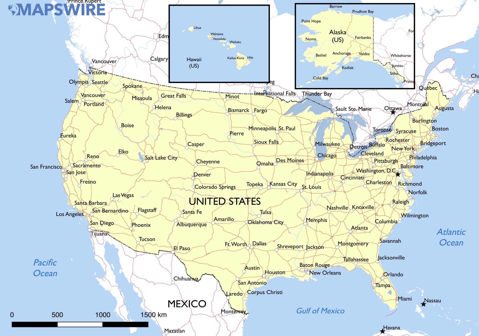 Free Maps Of The United States – Mapswire - Free Printable Map Of The United States