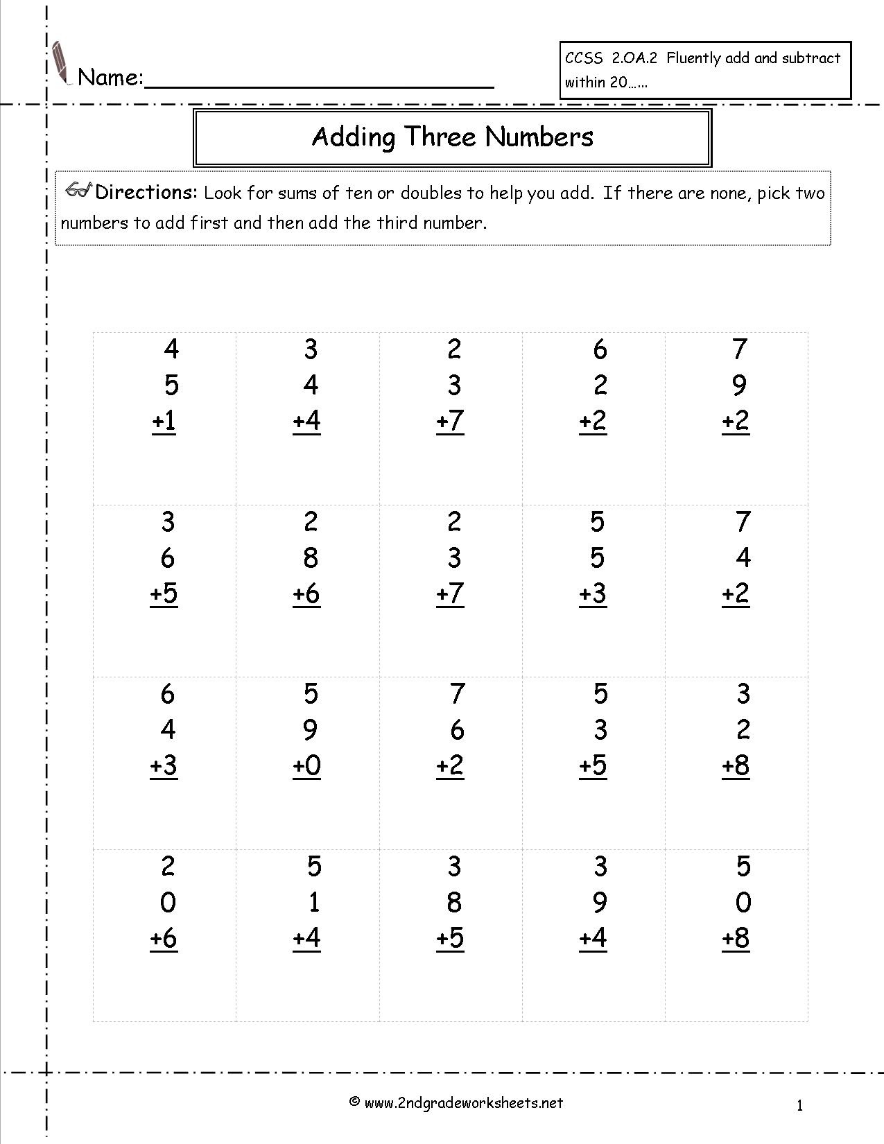 2 Grade Math Worksheets Printable Free