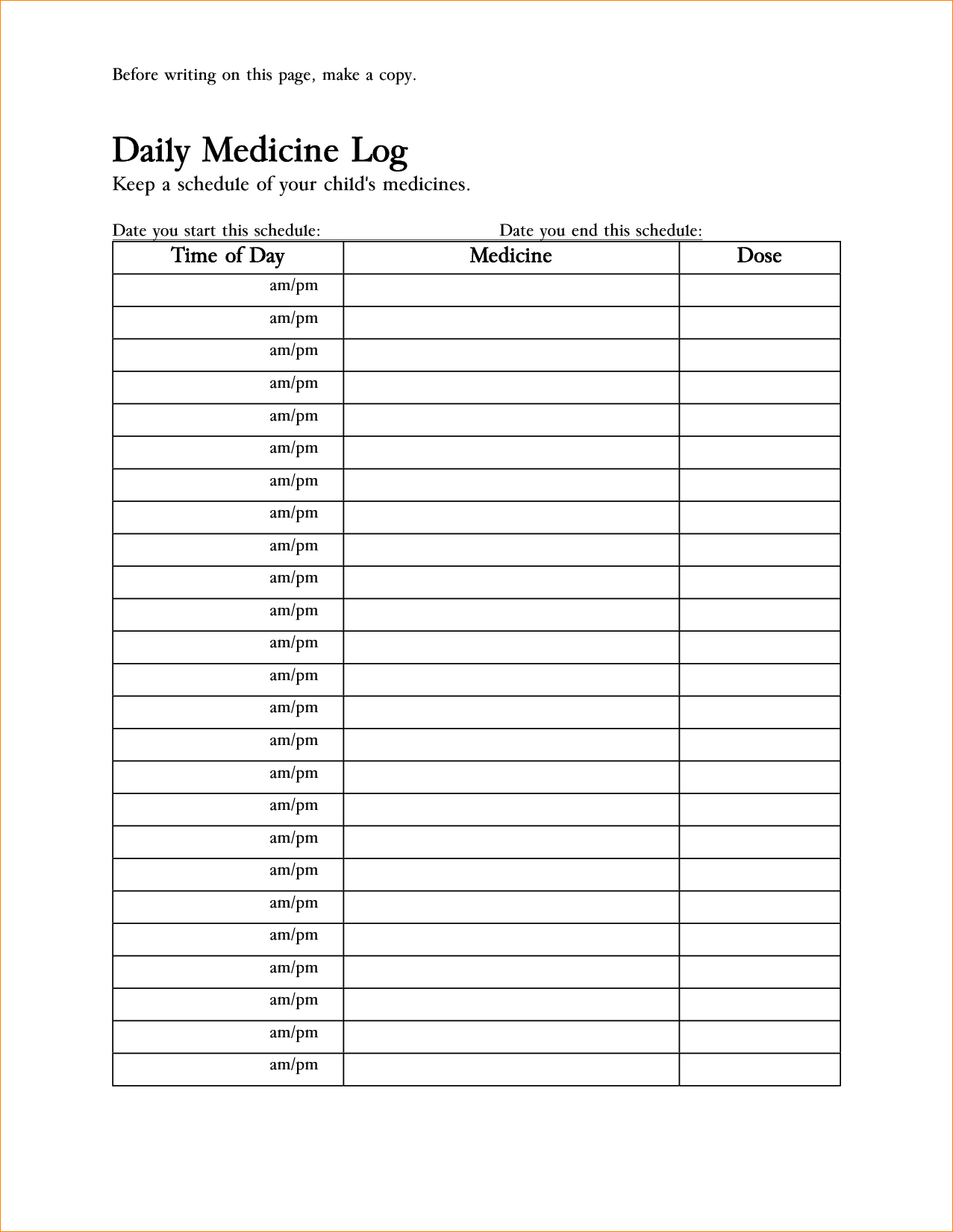 Free Medication Administration Record Template Excel - Yahoo Image - Free Printable Medical Chart Forms