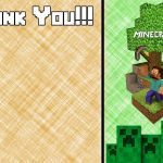Free Minecraft Inspired Birthday Thank You Card Printable | Party   Free Printable Minecraft Thank You Notes