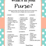 Free Mint Bridal Shower Game Printables | Nicolle | Mint Bridal   Free Printable Baby Shower Games What's In Your Purse